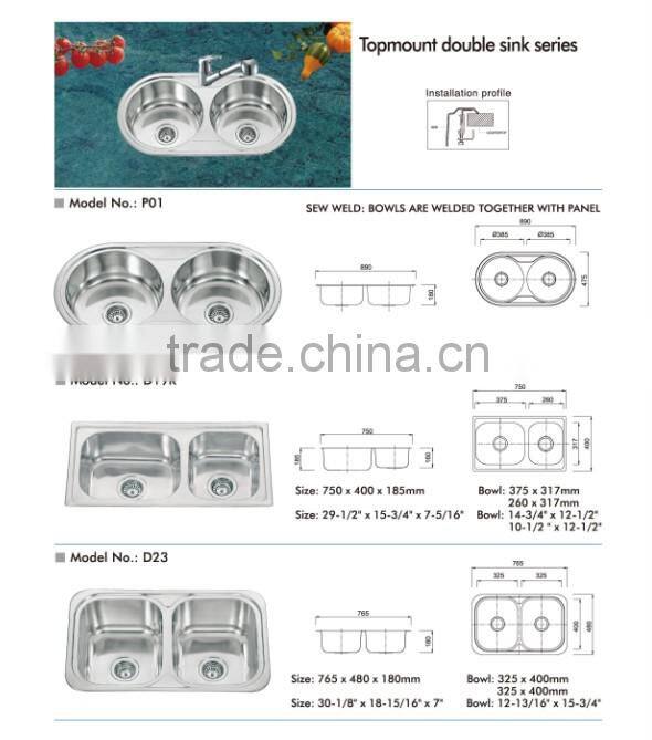 SUS304 round corner kitchen sink