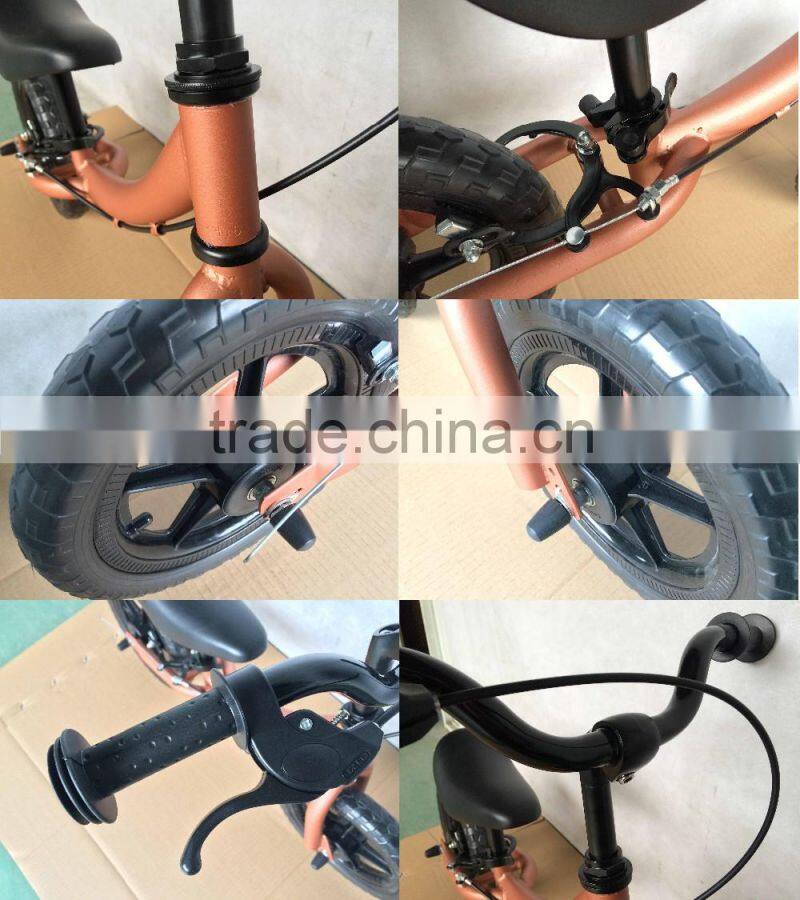 2016 12" cheap balance bike bicicleta/ 12 Classic No-Pedal Balance Bike Brown/ light weight walking bicycle for sale(PW-T12501)