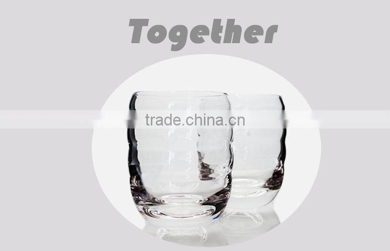 Personalized hot sell glass tumbler thread shaped clear drinking glass