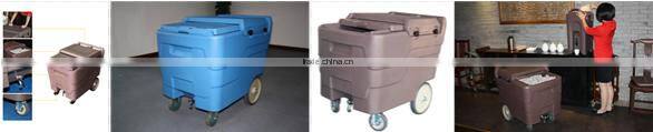 Coffee color rotomolded ice storage cart, plastic ice cart, ice storing box with LLDPE material