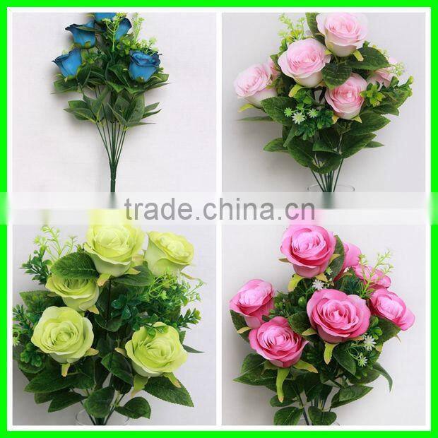 11 heads wedding decoration artificial blue rose flowers