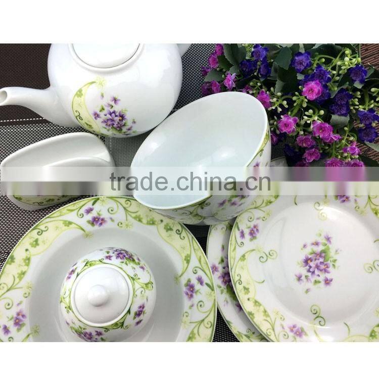 hot sale flower decal printed porcelain tableware dinner set italian porcelain dinnerware