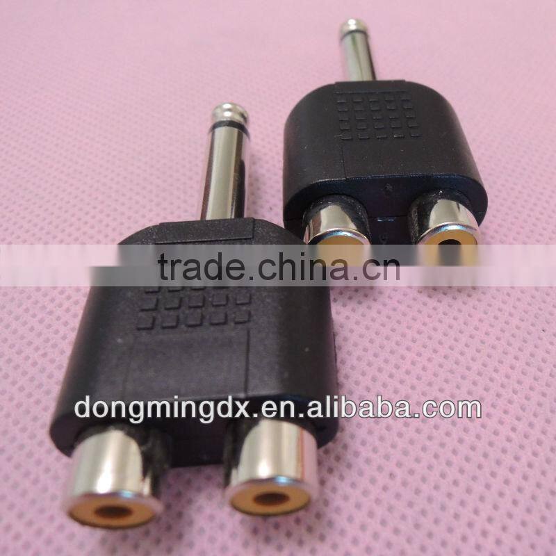 Mono Audio system black 6.5 male to RCA female connector adapter