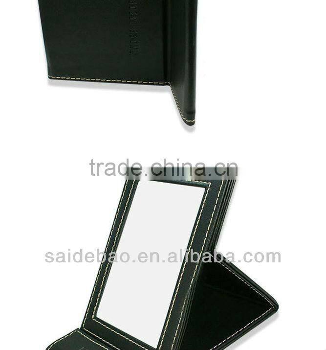 Black Leather Folding cosmetic mirror fold beauty mirror makeup make up tool