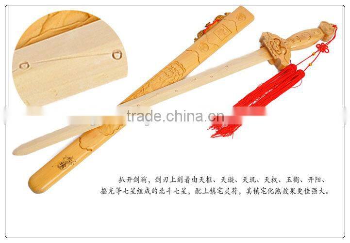 The lucky sword, the peach wood sword, wood crafts, home -guarding and fengshui, for security and peace home decoration