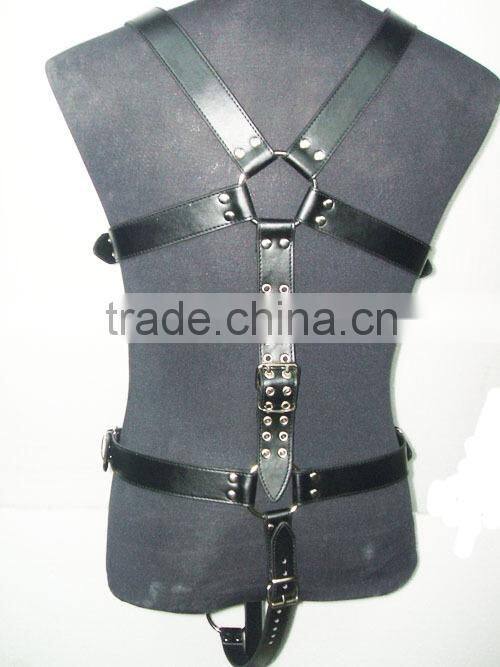 Full body safety sexy men leather harness