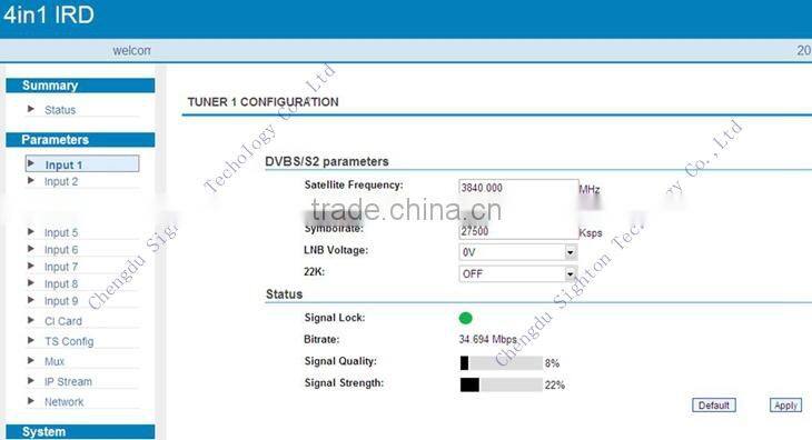 Digital tv headend equipment Internet tv decoder Support Wawzo Server with 1 asi Multipled