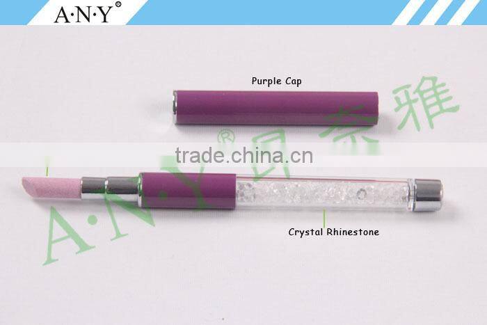 ANY Nail Art Beauty Care Cuticle Pusher Rhinestone Nail Brush with Pumice Stone Pusher