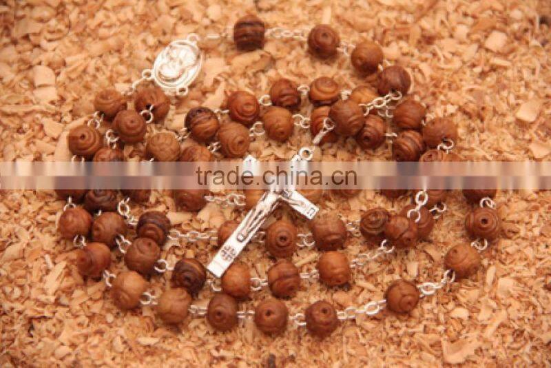 Olive Wood Carved Beads Rosary