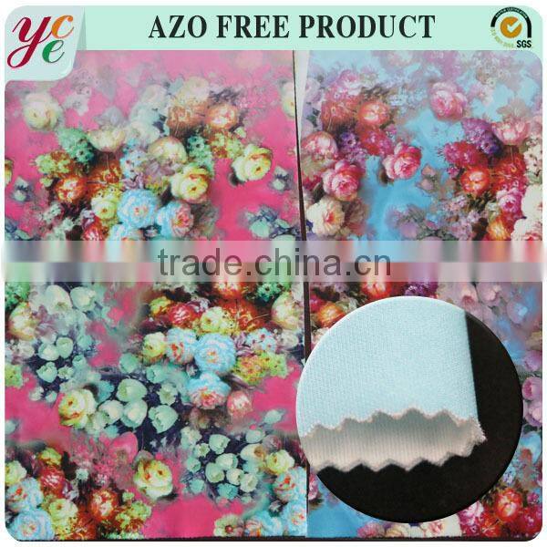 Floral printed polyester scuba textiles fabric