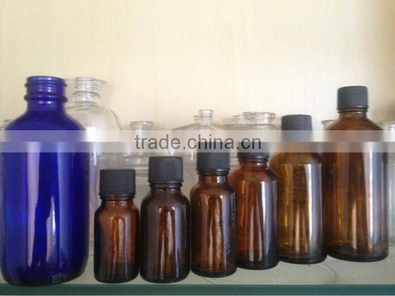 amber glass bottle with screw plastic cap