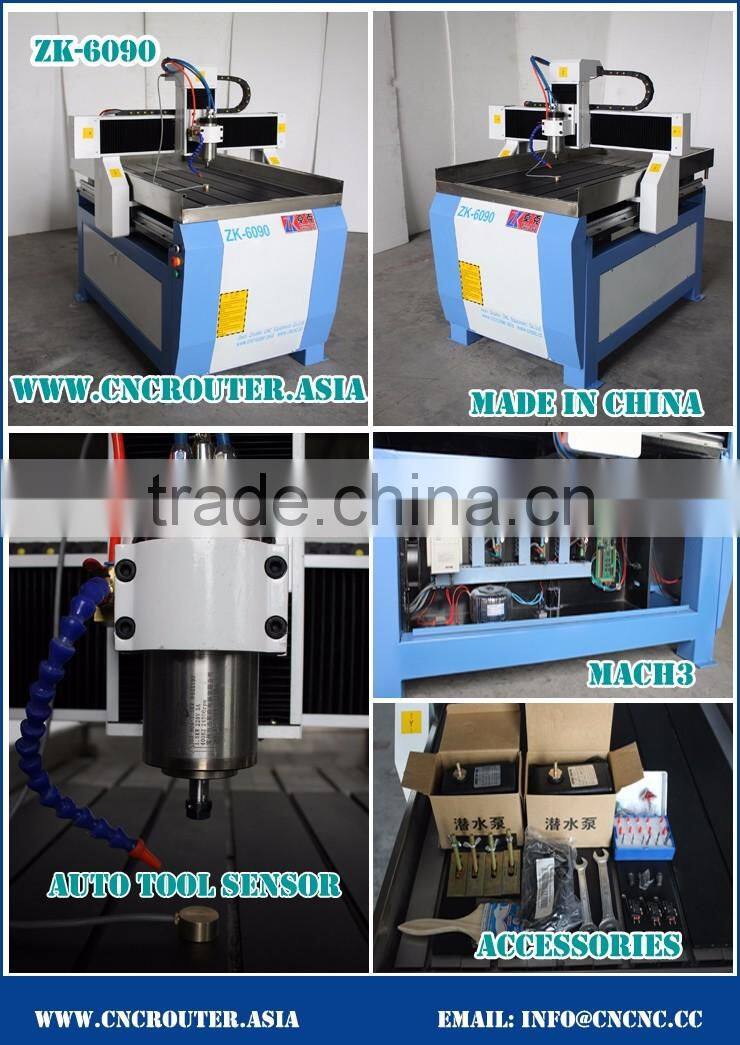 1500W Small Stepper Spindle Aluminium Profile Metal Cutting CNC Router 6090 With Stainless Steel Water Slot Mach3 Control