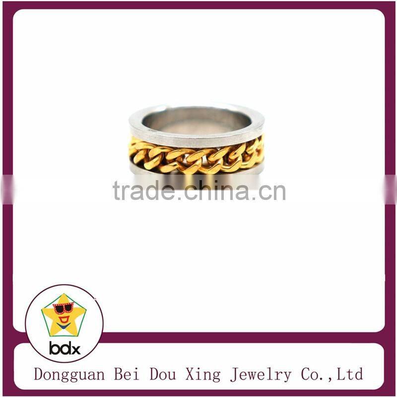 Punk style design with 18K gold plated chain stainless steel 316 fashion Ring