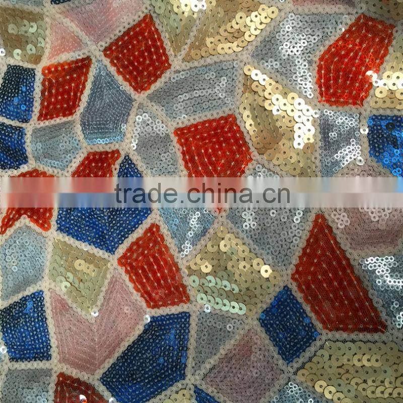 colorful embroidery sequins fabric stone