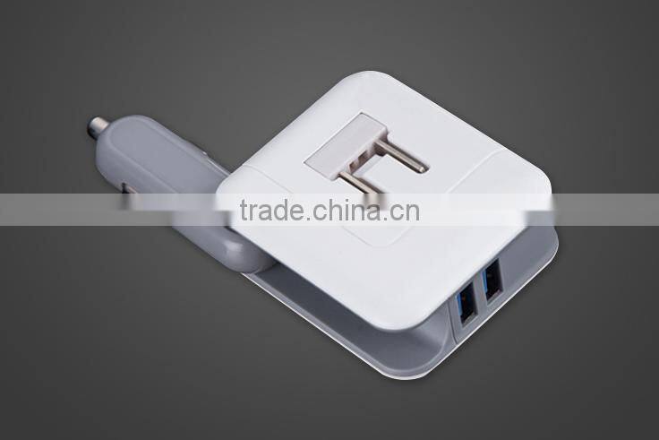 Fast Charging 2 In 1 Wall Charger Dual Car Charger With Retail Packaging