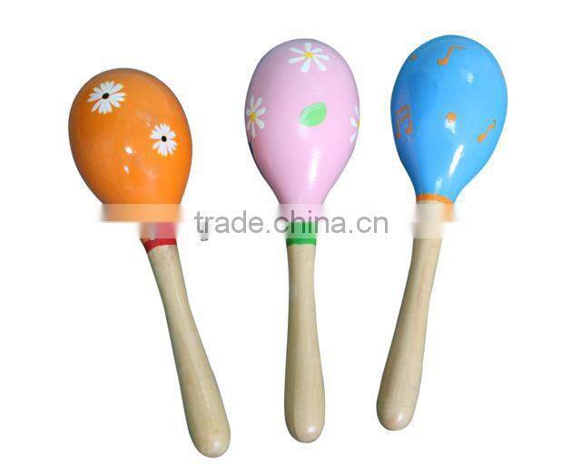 Multi Color wooden baby maracas musical toy