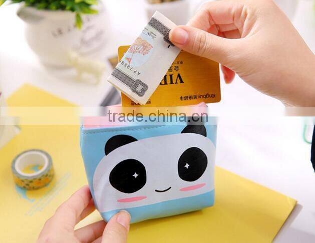 Hot sale fashion PU leather Zipper cartoon animal printing pouch wallet fancy promotional gift plastic handbag euro coin purse