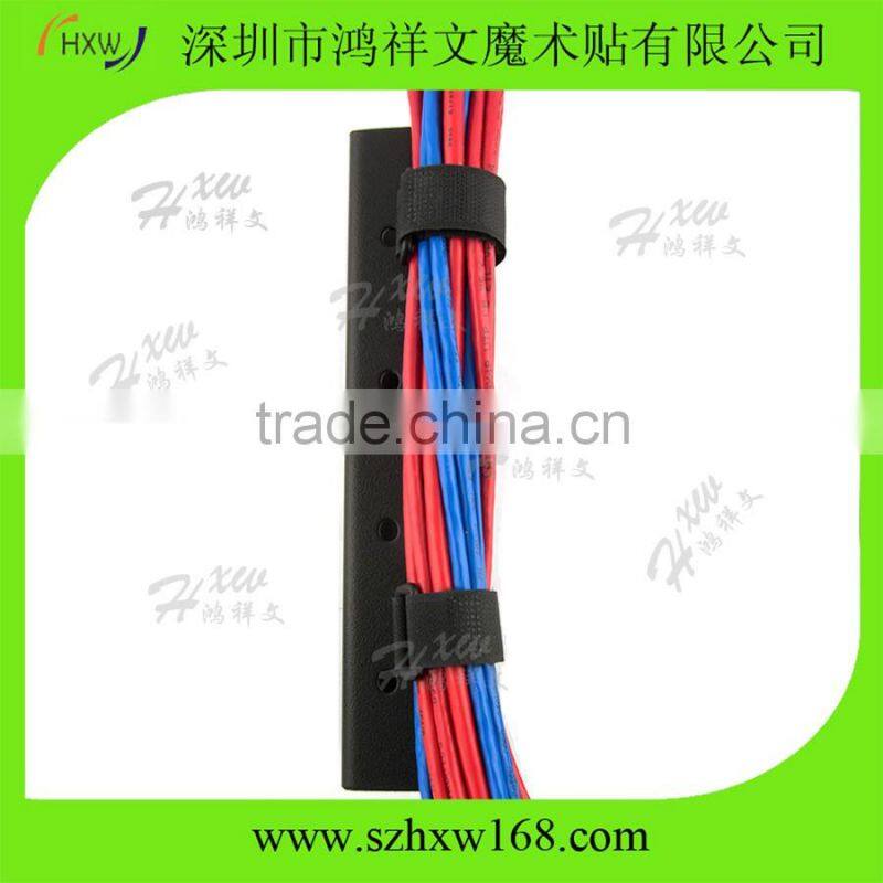Hook and Loop Cable Ties Black Cinch Straps with Eyelet