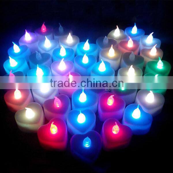 24Pcs / Box 7 Color Heart Shaped Rechargeable Electric Tea Light LED Candle Decorative Candles