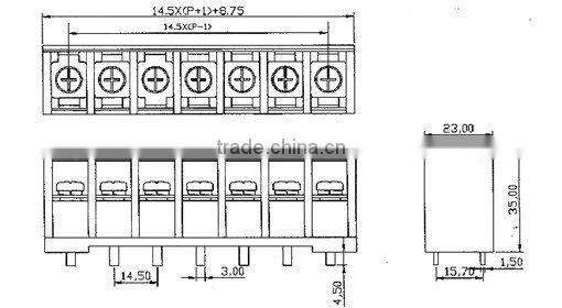 Welding Terminal Block KT96 14.5mm Pitch 600V 40A