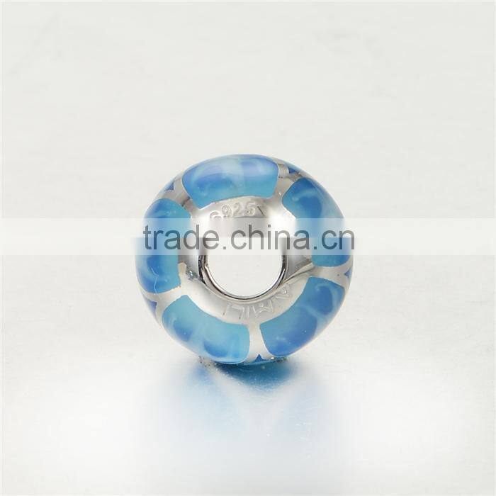2016 Wholesale Bule Enamel 925 Silver Charm Bracelets AMLD001B