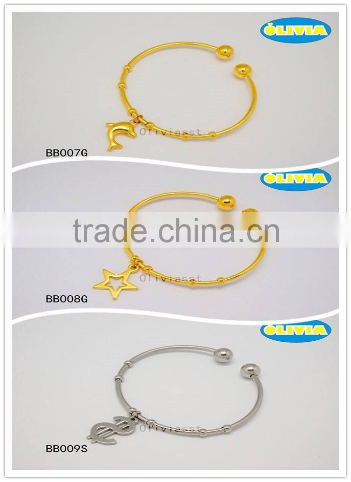 Olivia latest fashion bangle heart shapedesign adjustable bracelet with gold color