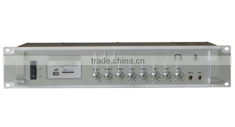 110W 2U FM Broadcast amplifier with 3-zone MP3/FM tuner power amplifier