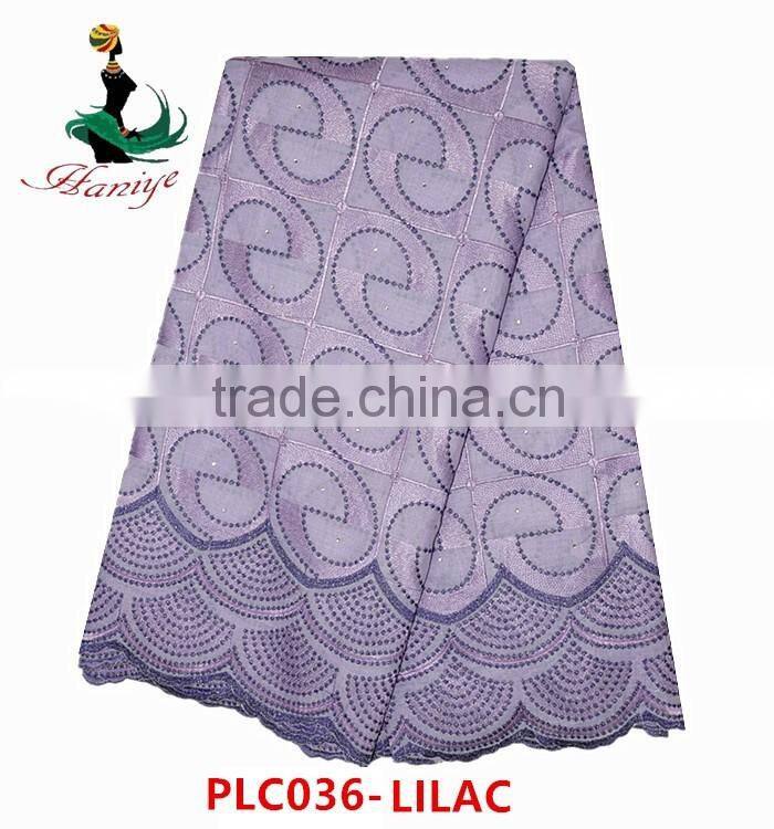 Haniye 2016 /PLC036 African Eyelet Swiss Voile Lace Factory Polished Lace With Stone For Wedding nigerian cotton lace