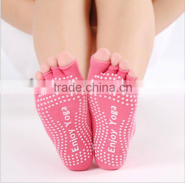 Yoga Pilates Breathable Grip Cotton toe less socks