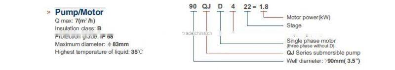 90QJ4 Cast Iron outlet italy brand water pump ,submersible deep well water pumps