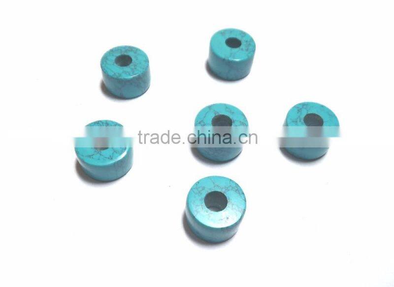 AAA Chinese Turquoise Smooth Handmade Big Hole Tyre Beads