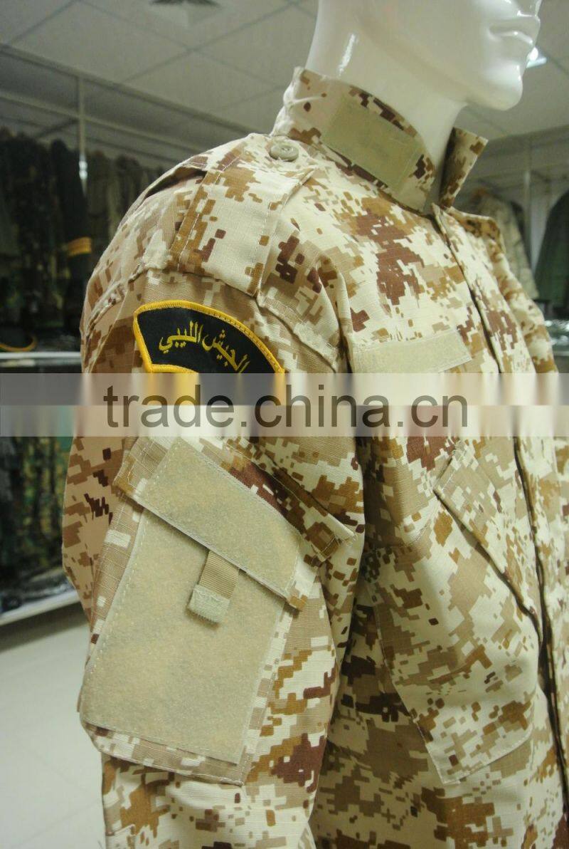 Custom cotton polyest ripstop desert digital camouflage lybria army Vertical Collar Fighting ACU Uniform