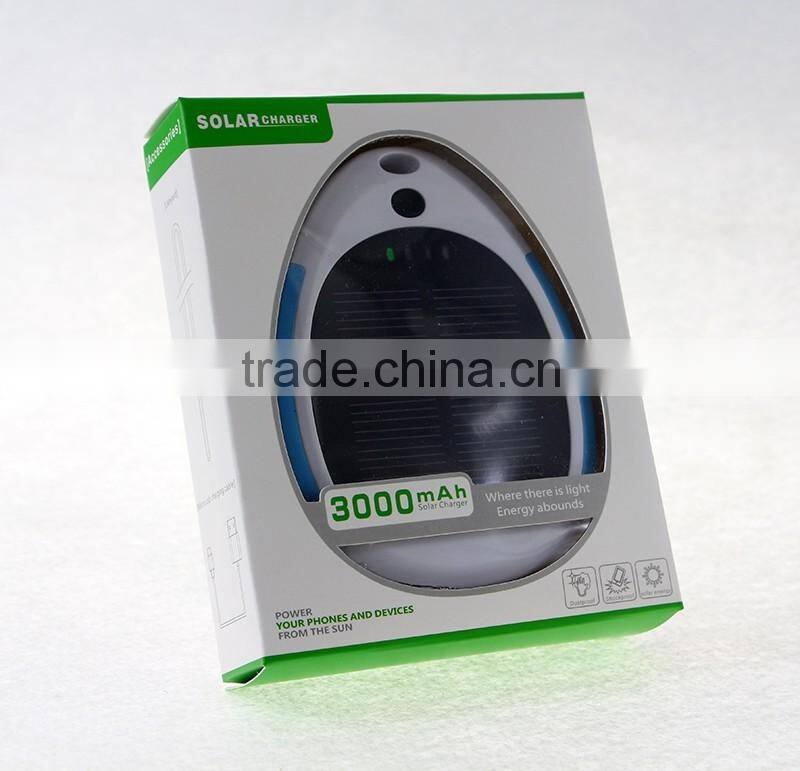 Lovely gifts 3000mah rohs solar cell phone charger instructions 5v 2a