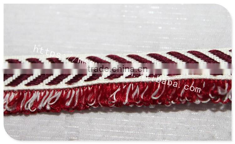 Good price 1.6cm width yarn dyed polyester weave with fringe wholesale