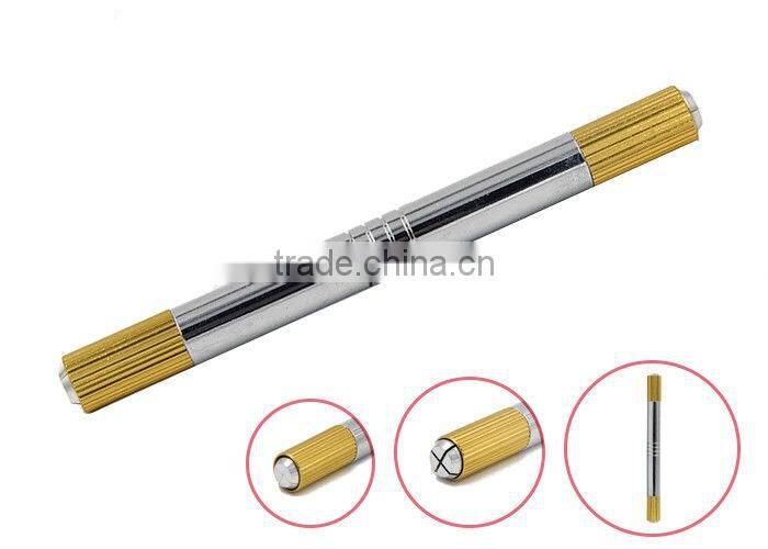 Gold 2 Heads Permanent Makeup Tools Manual 3D Eyebrow Tattoo Pen