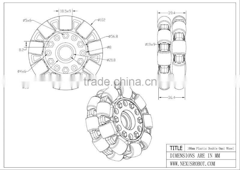 100mm Double Plastic Omni Wheel basic 14049