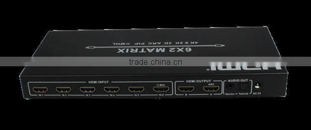 New Product High Quality HDMI 1.4 Matrix 6*2 HDMI Switch Black