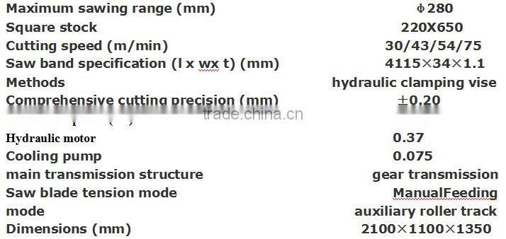 High quality metal horizontal cutting band saw GD7028 For Sale
