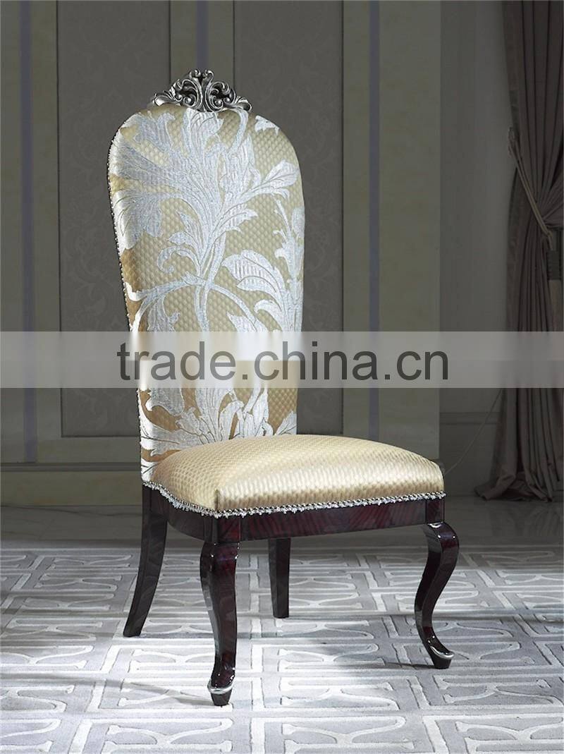 Exquisite Trim Rectangle Long Dining Table and Chair Set, Regancy Dining Table Set with High Back Chair