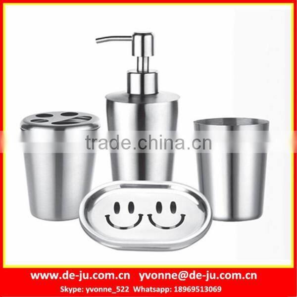 Stainless 4Pcs Bathroom Soap Dish Toothbrush Holder Set