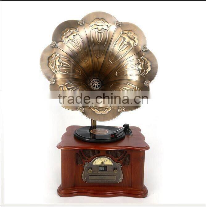 Hot High Quality Classic Wooden Radio Gramophone Luxury Retro Vinyl Phonograph Record Player Wooden Radio Gramophone