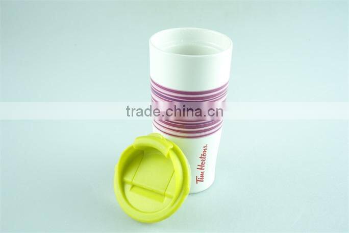 Ceramic coffee mug without handle with silicone lid / band, tall ceramic mugs