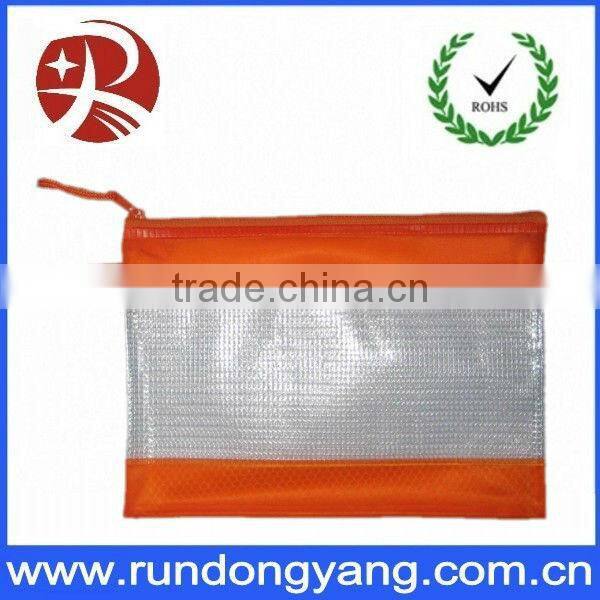 Blue logo folded plastic pvc zipper bag for packing