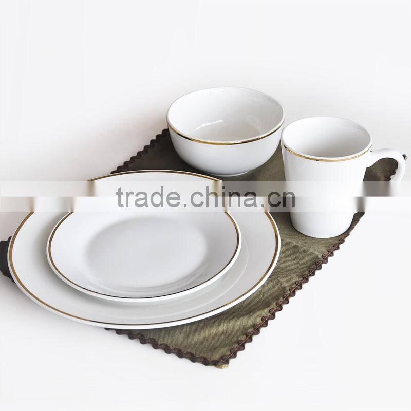 20pcs porcelain dinnerware set with golden decal,golden printing dinner set,porcelain gold decal tableware set