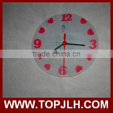 Wholesale sublimation photo printed clock glass wall clock