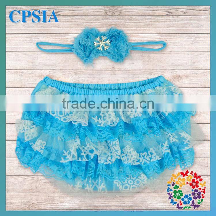 Wholesale bloomers for kids with headband set petti lace diaper cover for children