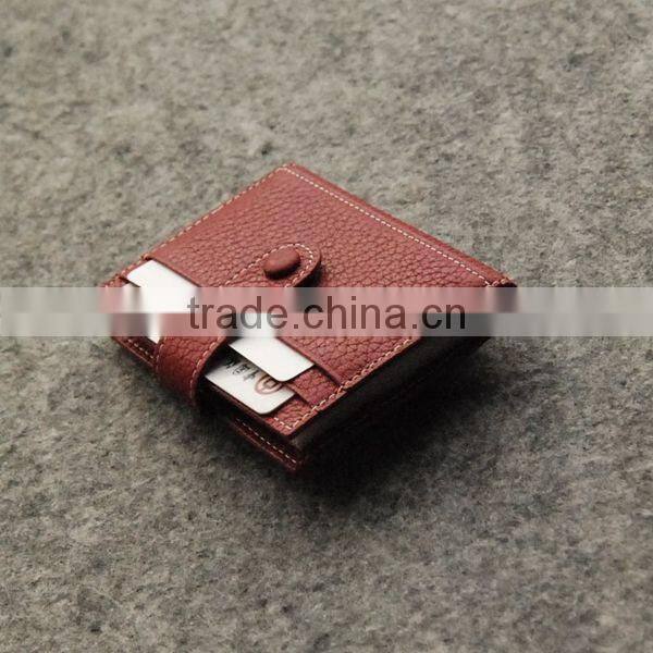 Litchi Stria Factory Direct Wholesale Leather Card Holder Customize Cards Bag with Buckle