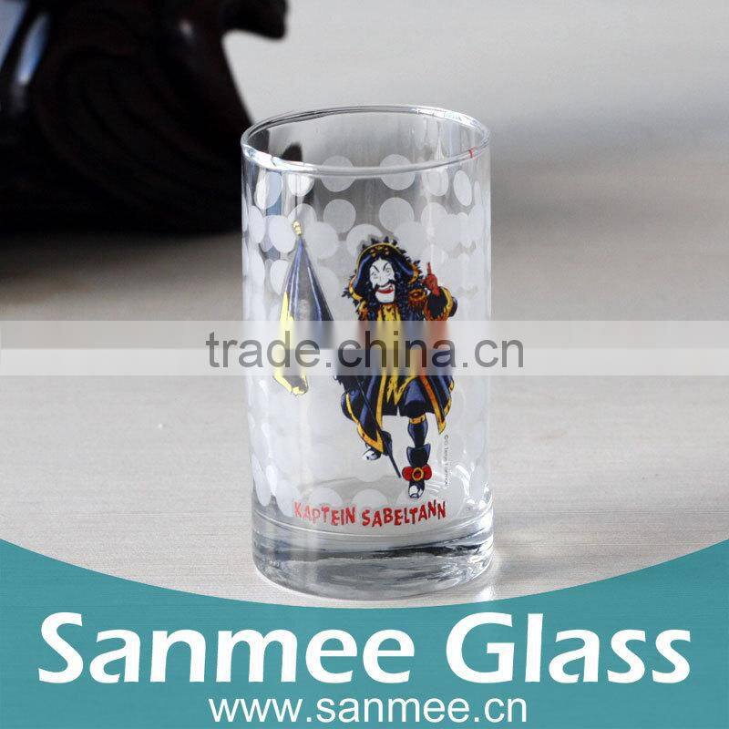 Machine Made Water Glass Cup With Printing Designs For Juice&Water
