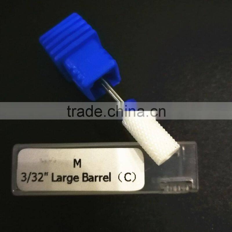 Medium Type Cylinder Head Ceramic Nail Drill Bit Rotary Burr For Electric Manicure Machines