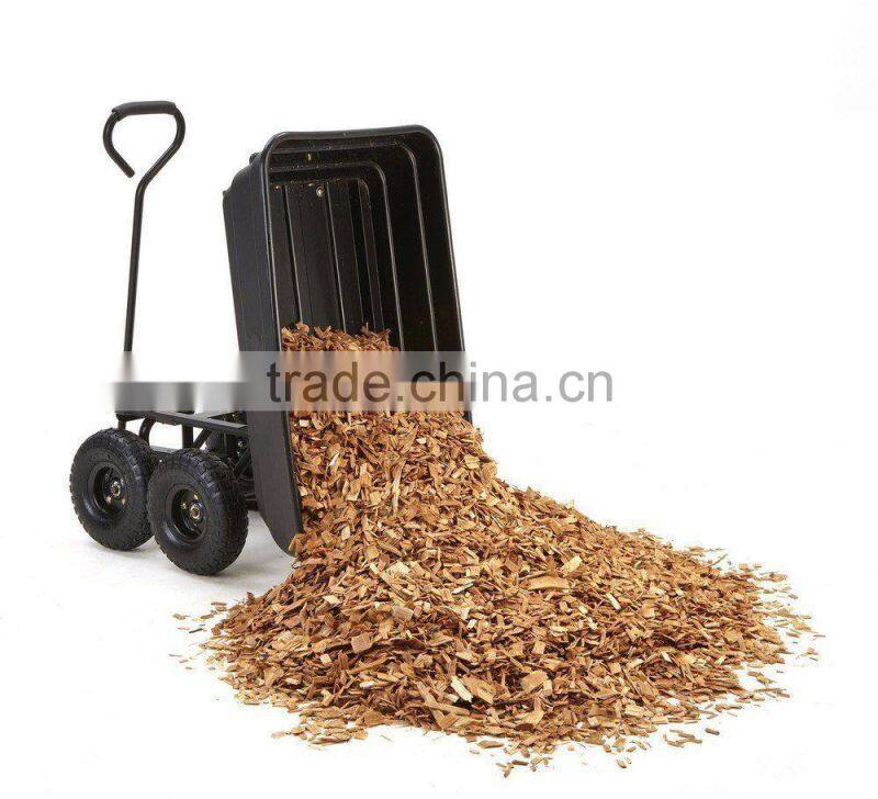 GDC-01 Steel Frame Pneumatic Tires 650 lb Capacity Black Poly Garden Dump Cart